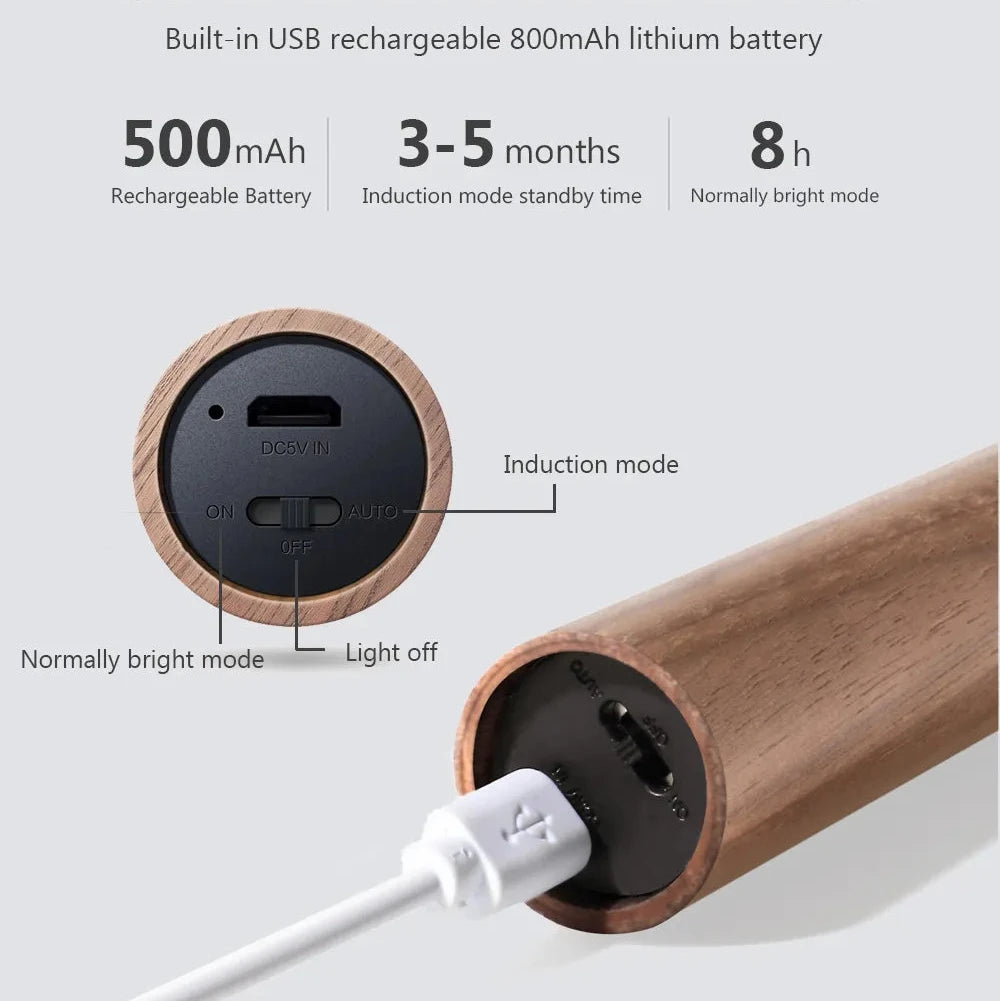 Magnetic Rechargeable Wall Light –  Oak & Walnut