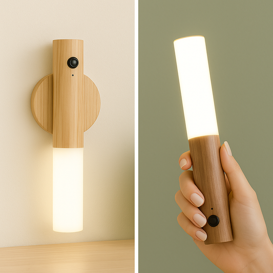 Magnetic Rechargeable Wall Light –  Oak & Walnut