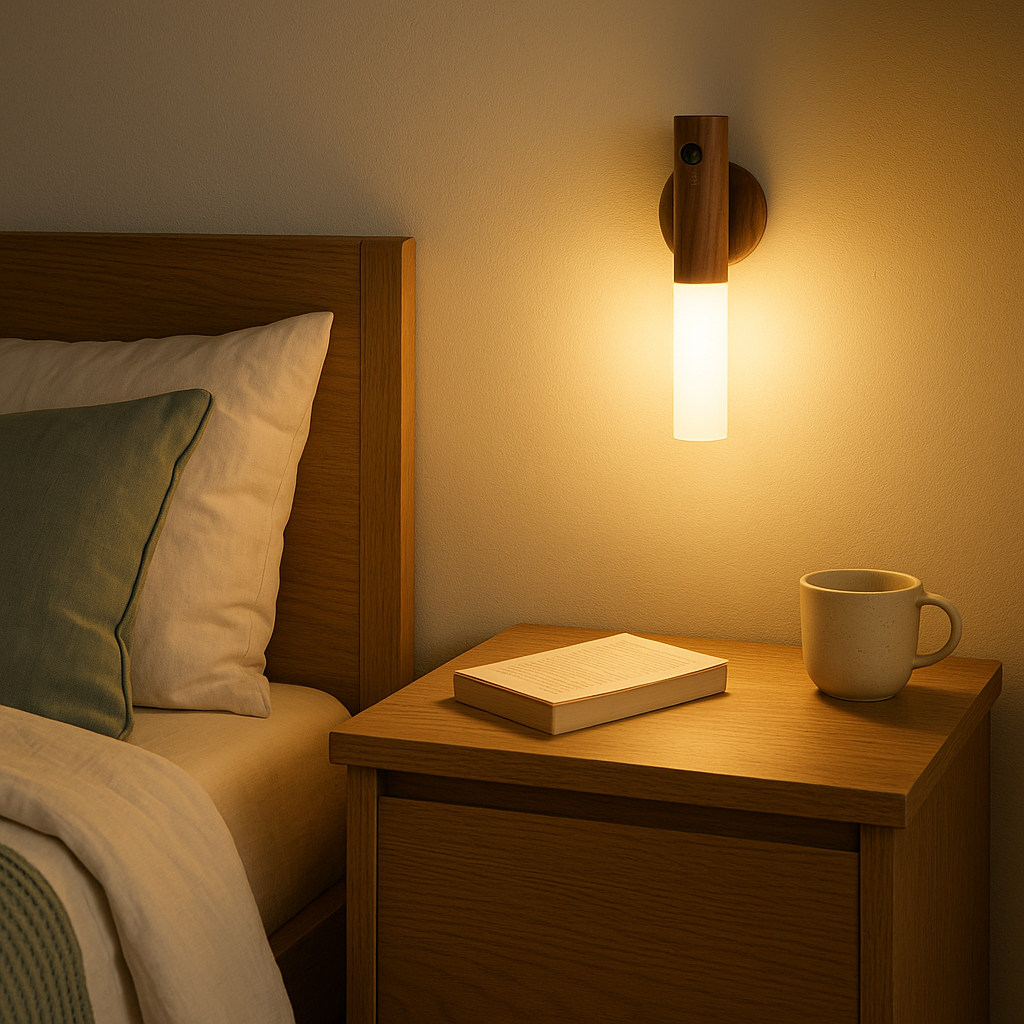 Magnetic Rechargeable Wall Light –  Oak & Walnut