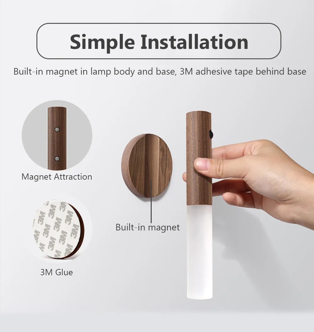 Magnetic Rechargeable Wall Light –  Oak & Walnut